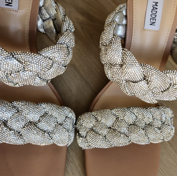 Steve Madden Beige/Neutral tone Rhinestone Sandals - Picture 3 of 7